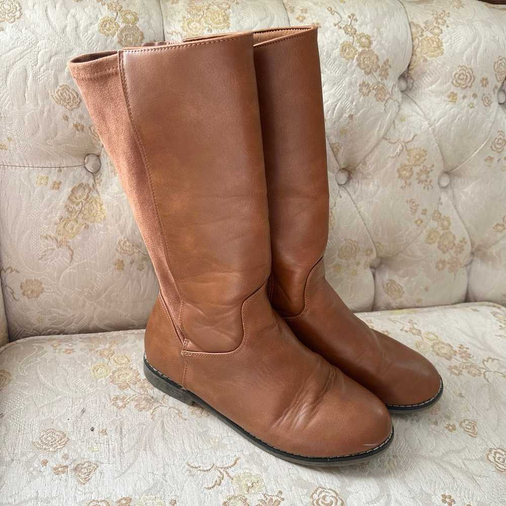 Brown Faux Leather Campus Boots - image 1
