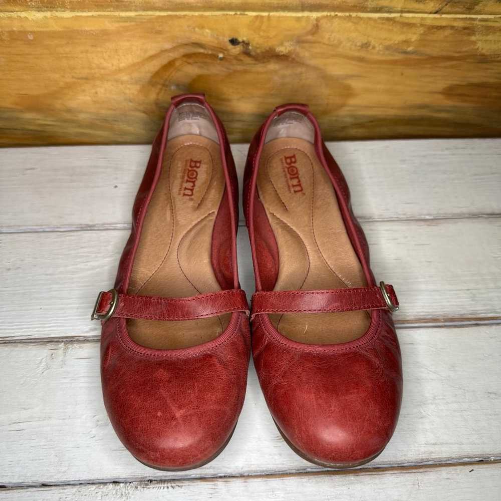 Born Curlew Mary Jane Leather Ballet Flat Red Siz… - image 4