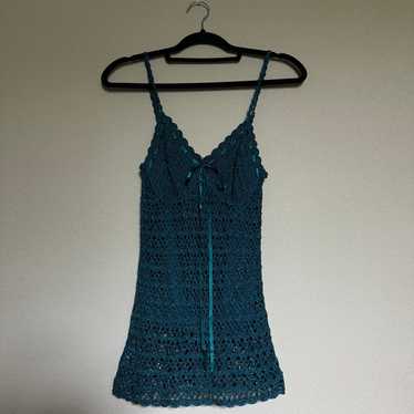 “vintage” forever 21 teal blue crochet cami