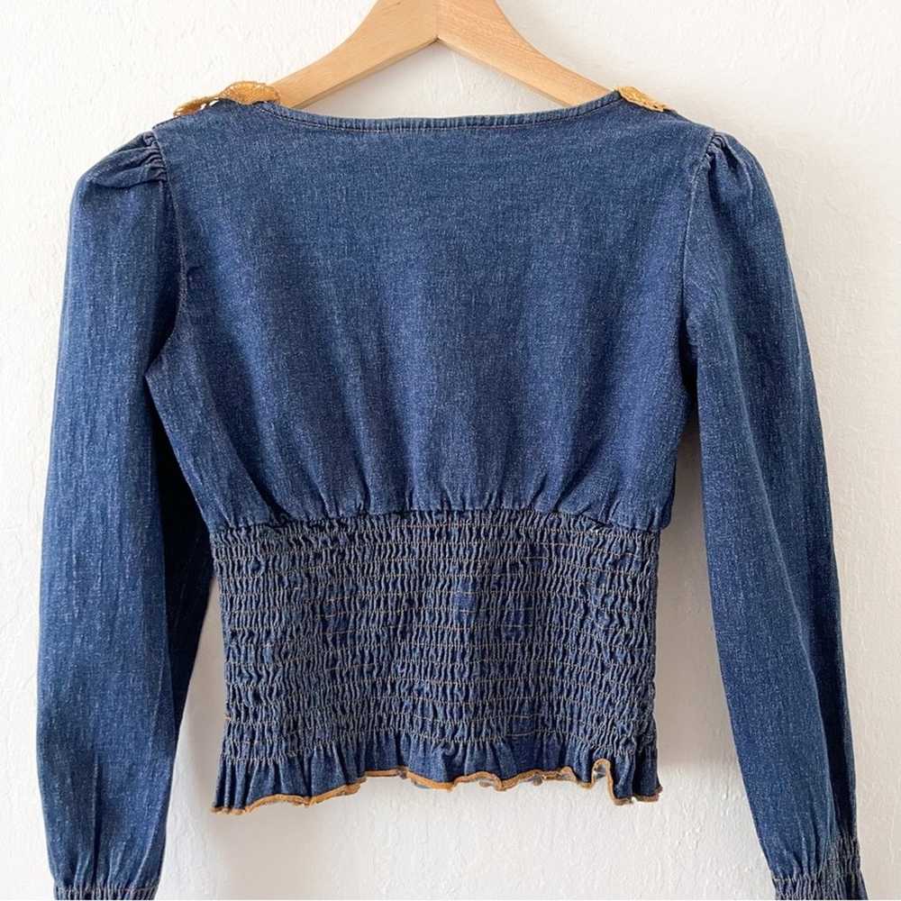 Vintage Denim Collard Blouse - image 5