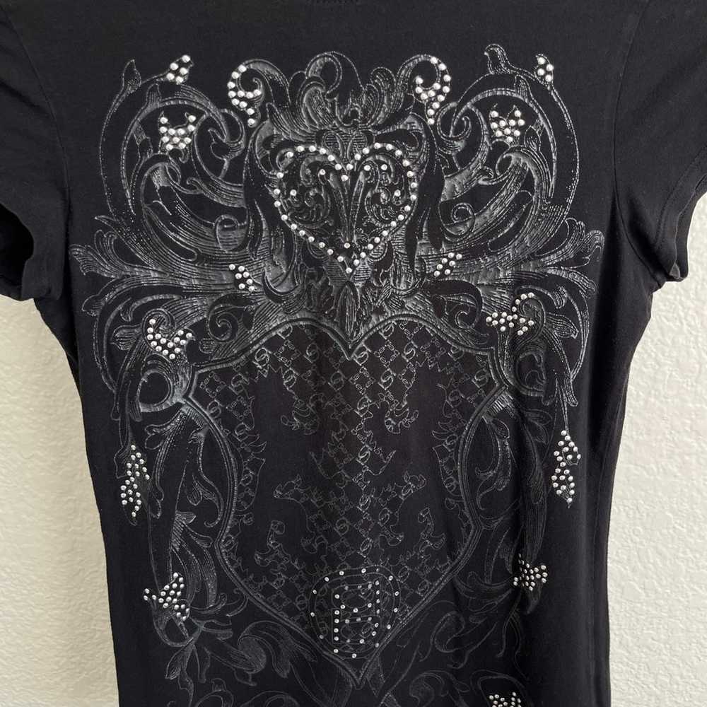 Vintage Bebe Rhinestones Heart Shirt Adult size S… - image 8