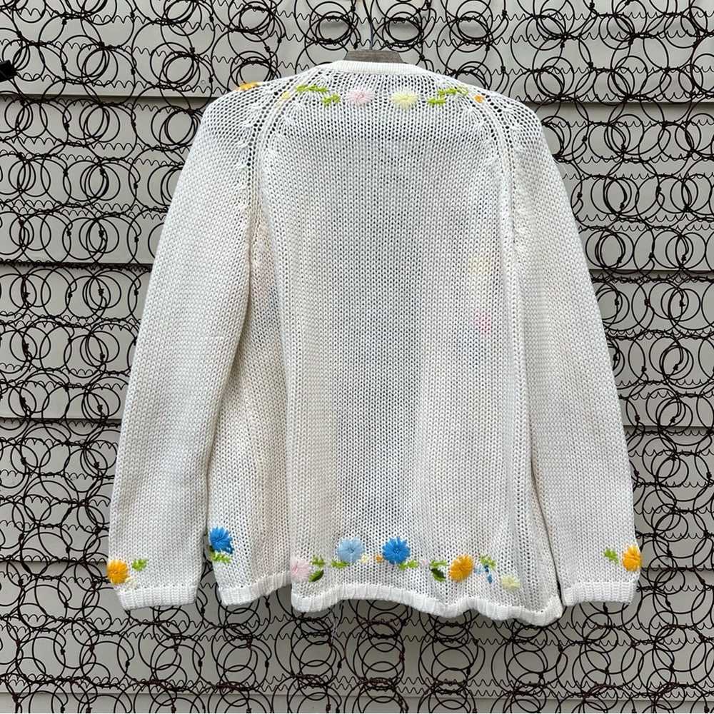Vintage cream knit open front cardigan sweater em… - image 2