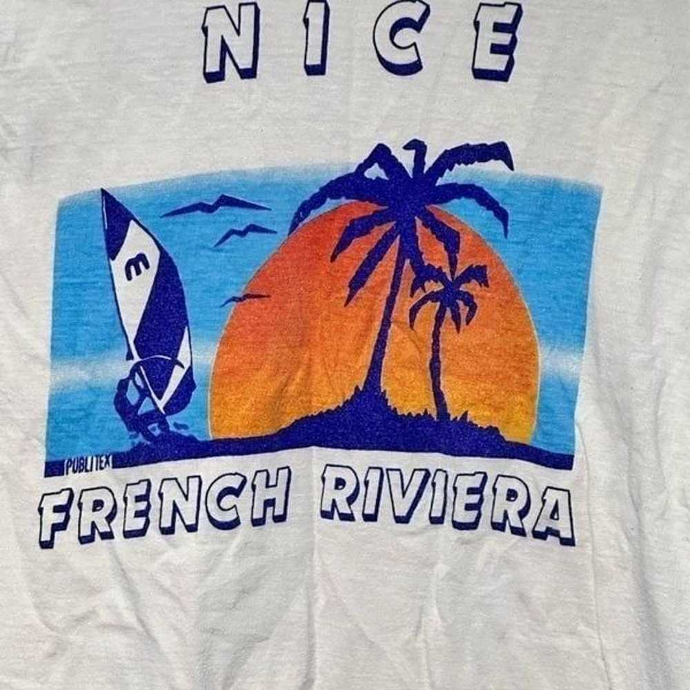 Vintage Pale Yellow French Riviera Tee Large - image 5
