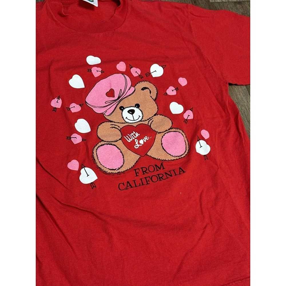 Vintage 90s Teddy Bear California Red & Pink Love… - image 2