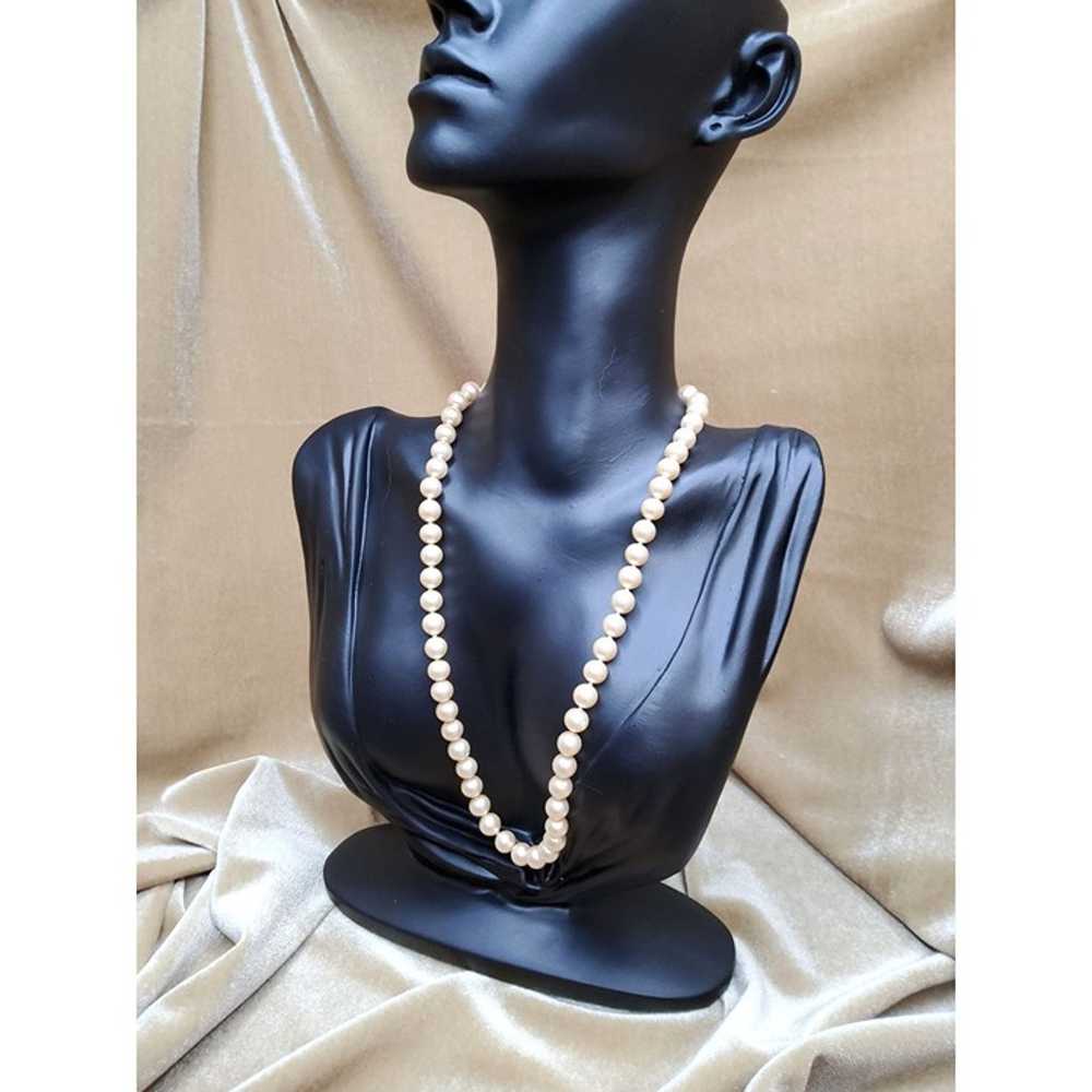 vintage faux pearl choker necklace with gold tone… - image 3