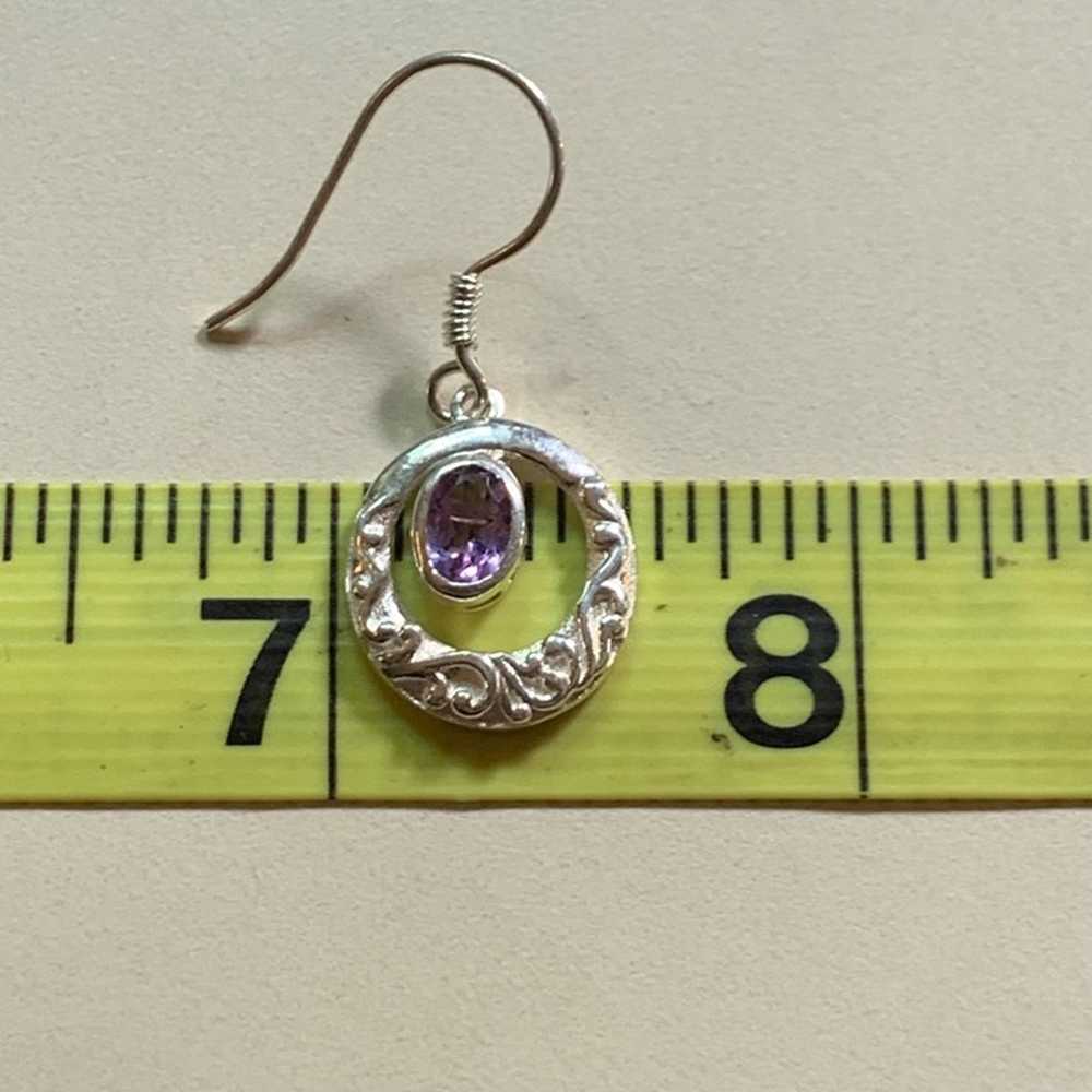 Sterling Silver 925 Circle Dangle Earrings w/ Ova… - image 8