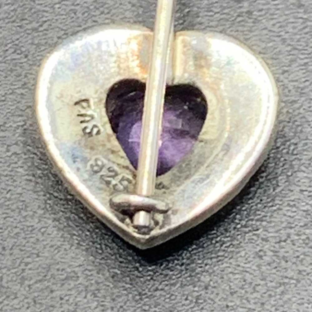 Sterling Silver 925 Amethyst & Marcasite Heart Da… - image 5