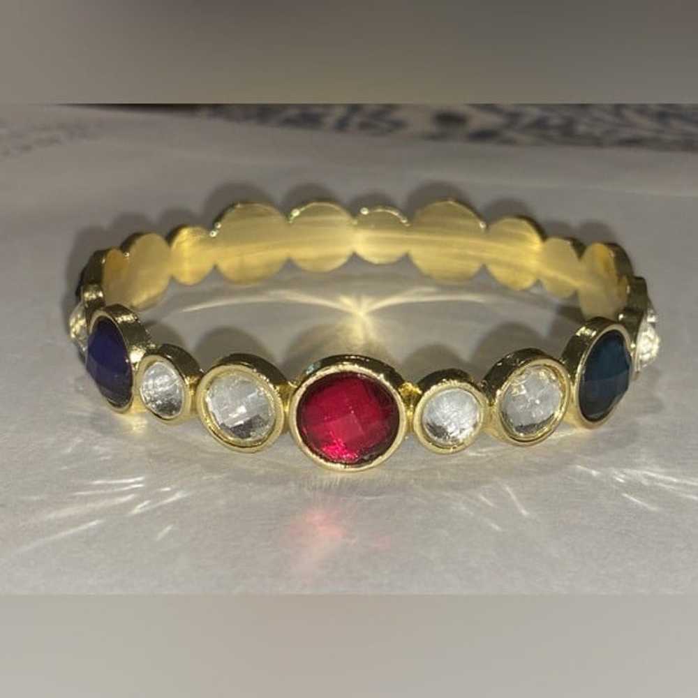 Vintage Gold Tone 2 Set bracelets.  Blue, Red and… - image 5