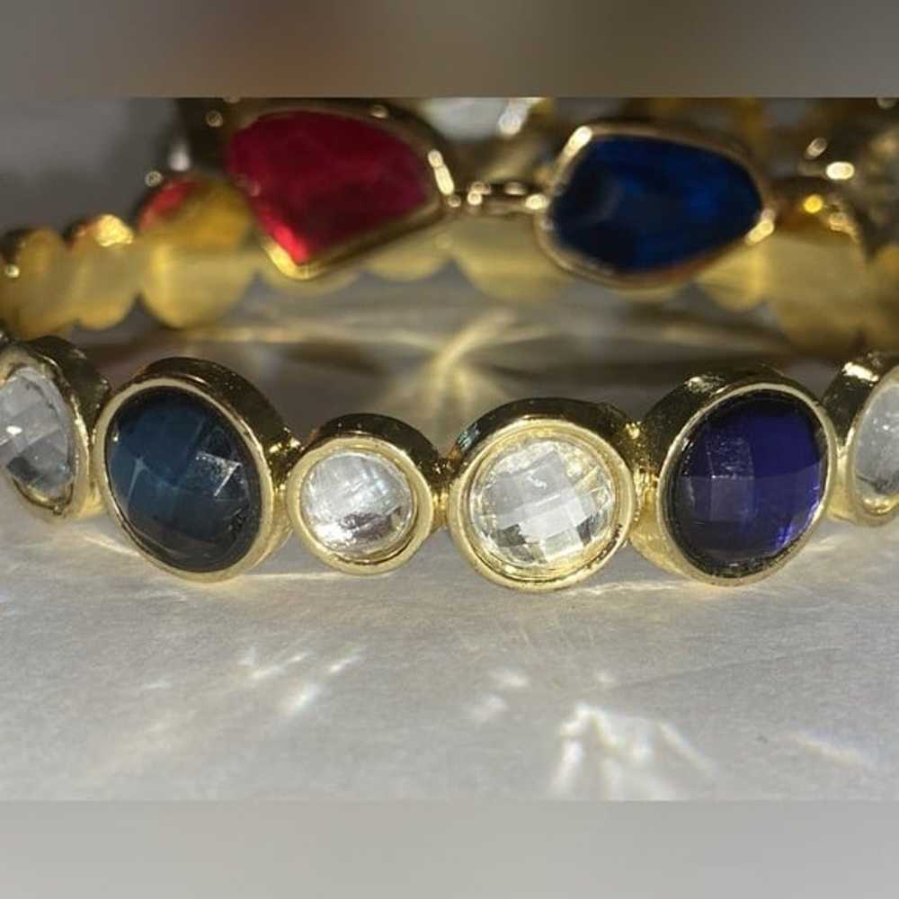 Vintage Gold Tone 2 Set bracelets.  Blue, Red and… - image 7