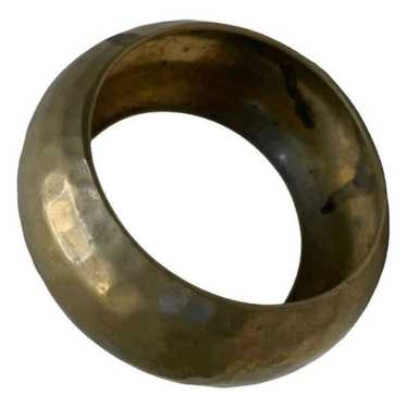 Vintage Bangle Bracelet Hammered Golden Brass Tone