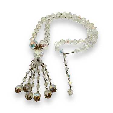 Aurora Borealis Glass Crystal Bead Necklace Long … - image 1