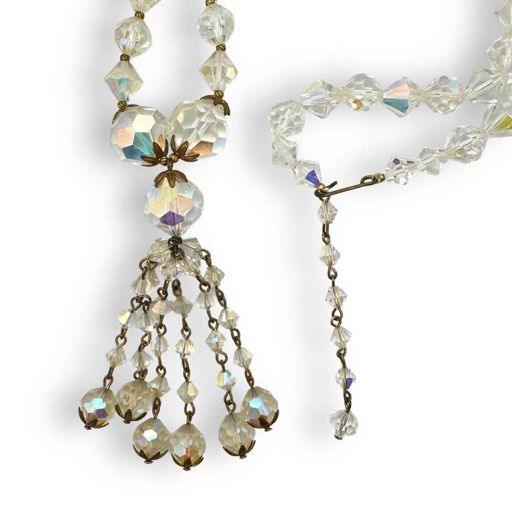 Aurora Borealis Glass Crystal Bead Necklace Long … - image 3