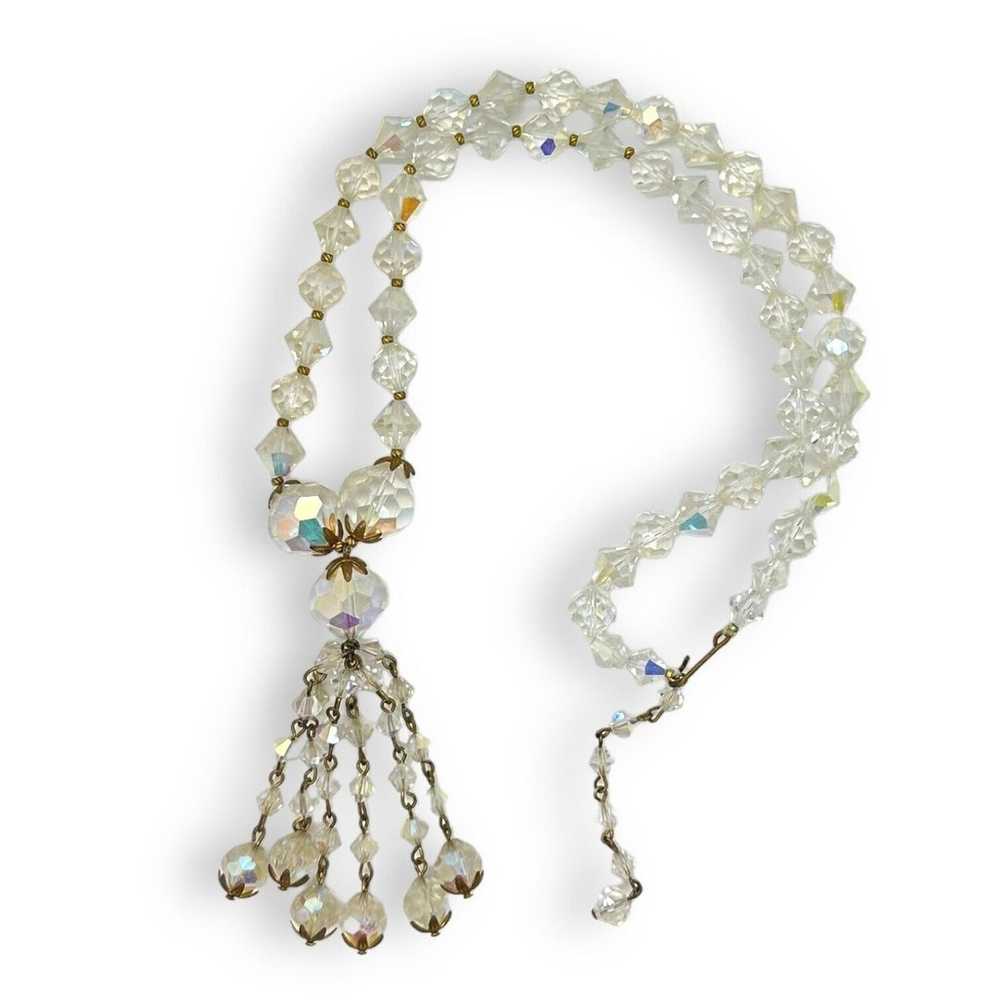 Aurora Borealis Glass Crystal Bead Necklace Long … - image 4