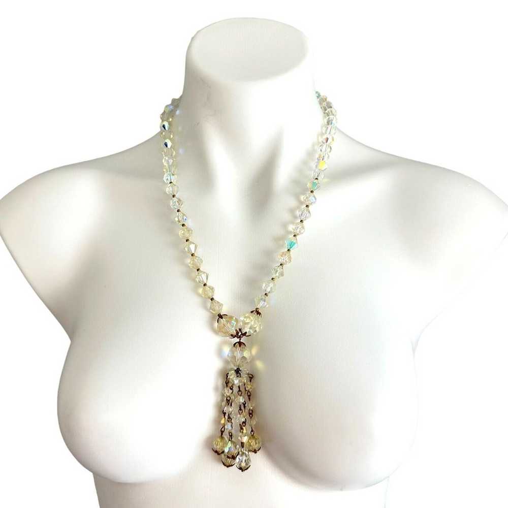 Aurora Borealis Glass Crystal Bead Necklace Long … - image 5
