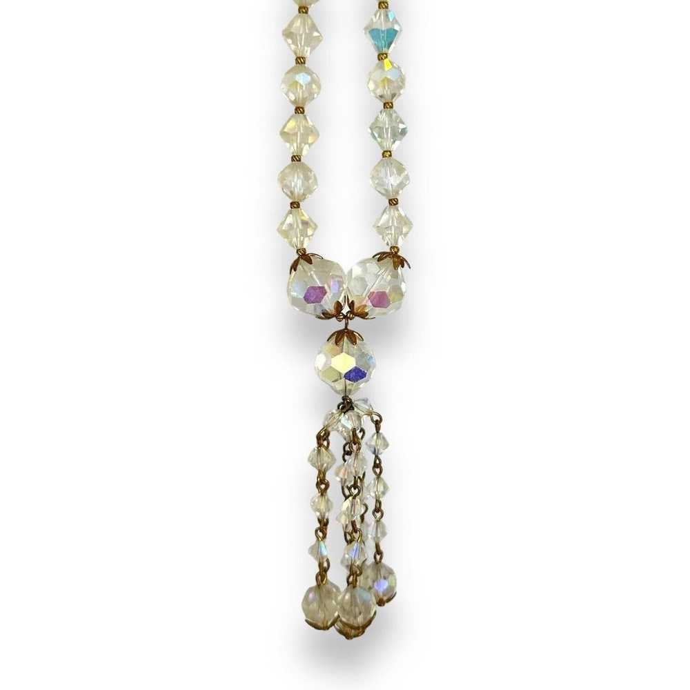 Aurora Borealis Glass Crystal Bead Necklace Long … - image 9