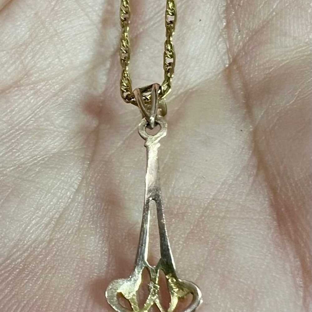 vintage 10k Yellow Gold Diamond Pendant Necklace - image 4