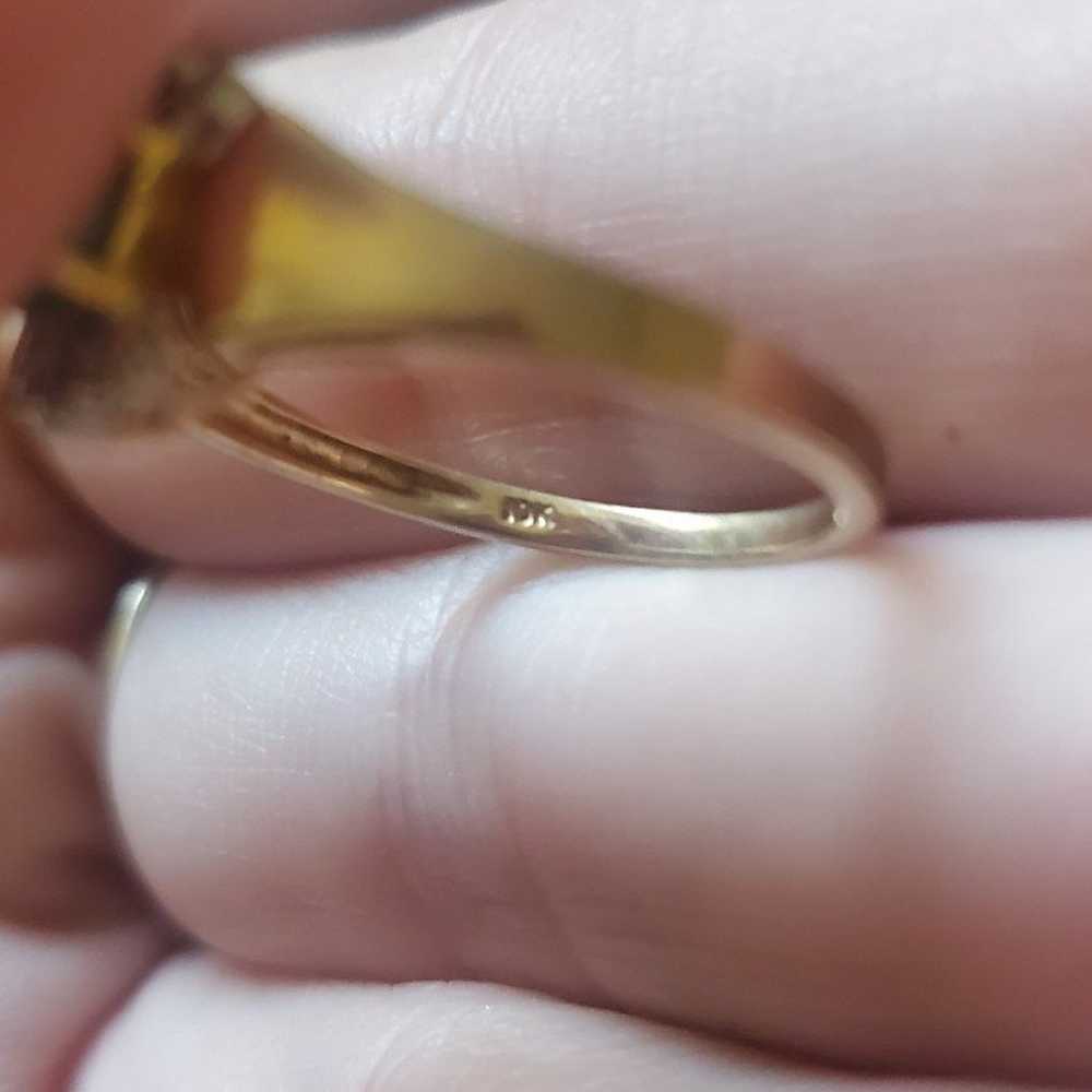 10k gold emerald diamond vintage ring - image 7