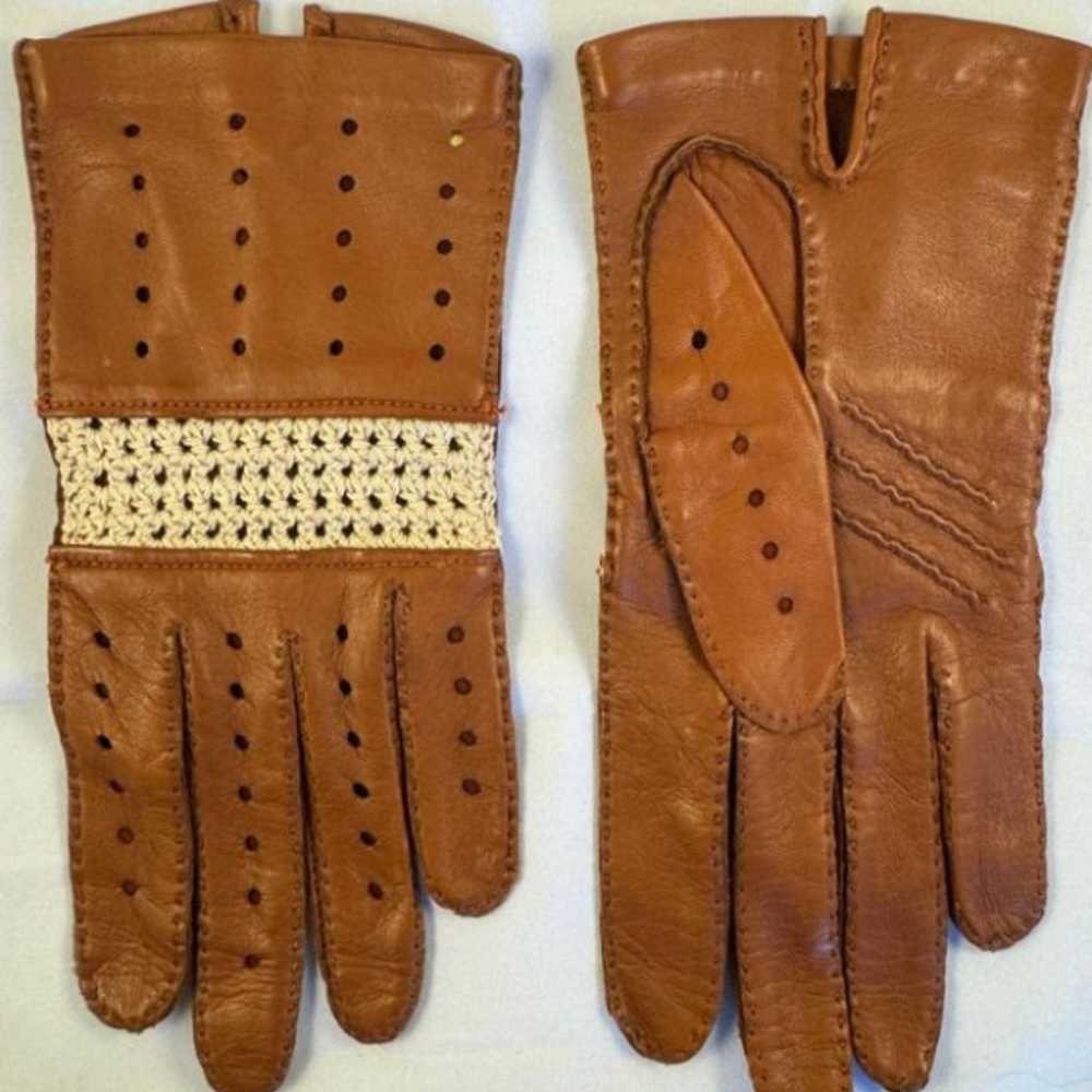 Vintage women’s brown leather driving gloves made… - image 2