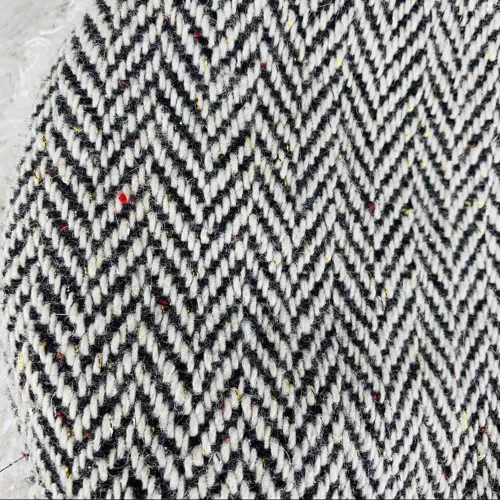 Black Herringbone Sparkly Beret Wool Blend OSFA - image 2