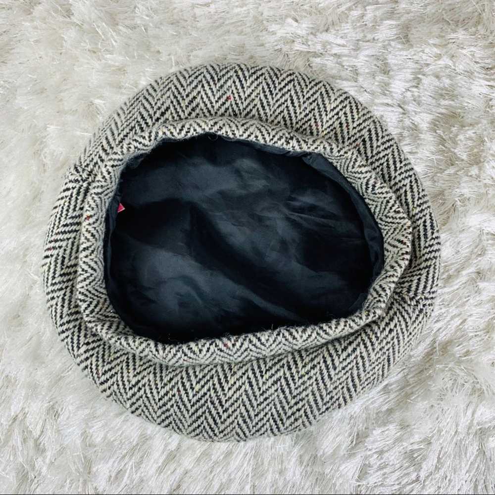 Black Herringbone Sparkly Beret Wool Blend OSFA - image 4