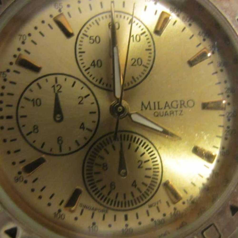 Milagro Watch Gold & Silver Toned Brown Buckle Ba… - image 4