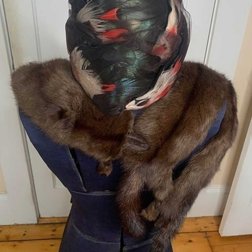 Vintage brown 5 pelt whole mink stole scarf & Vin… - image 2