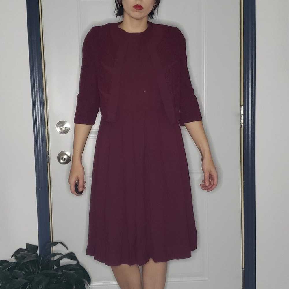50s(?) Cranberry Colored Dress with Jacket - image 1