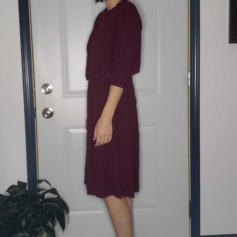 50s(?) Cranberry Colored Dress with Jacket - image 2