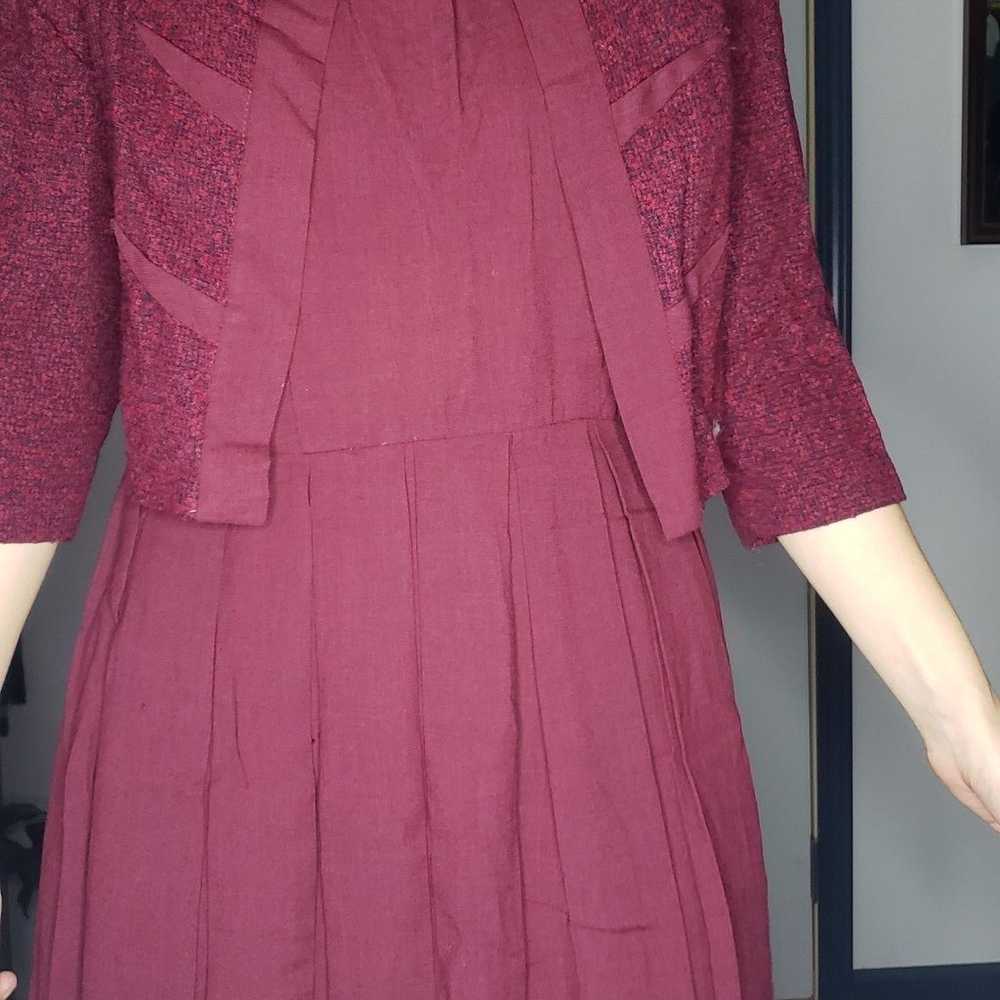 50s(?) Cranberry Colored Dress with Jacket - image 6