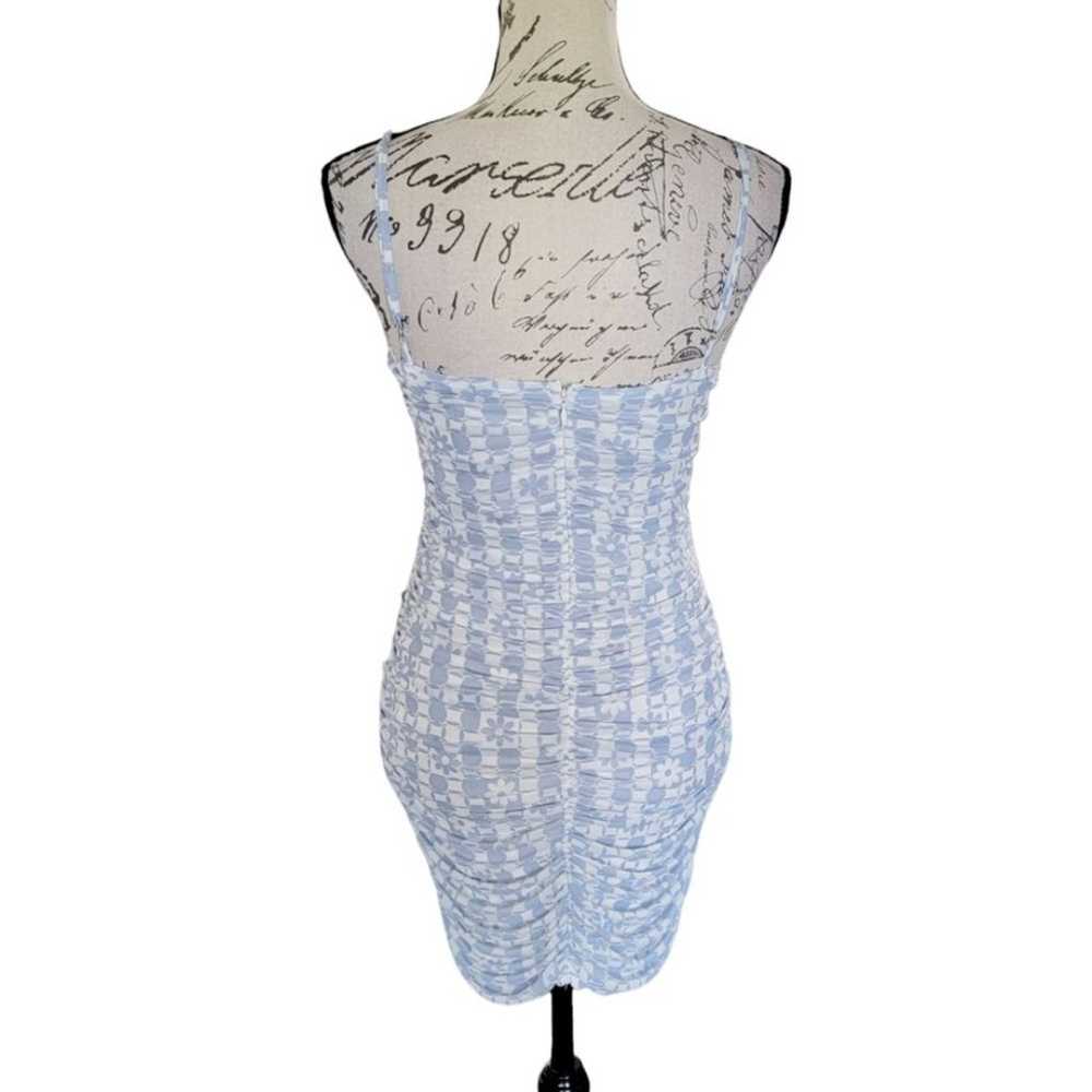 Mahina Small Blue and White Checkered Floral Dress - image 6