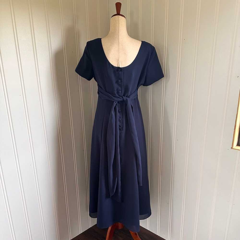 Vintage 90s Blue Cottagecore Midi Dress size 8 - image 7