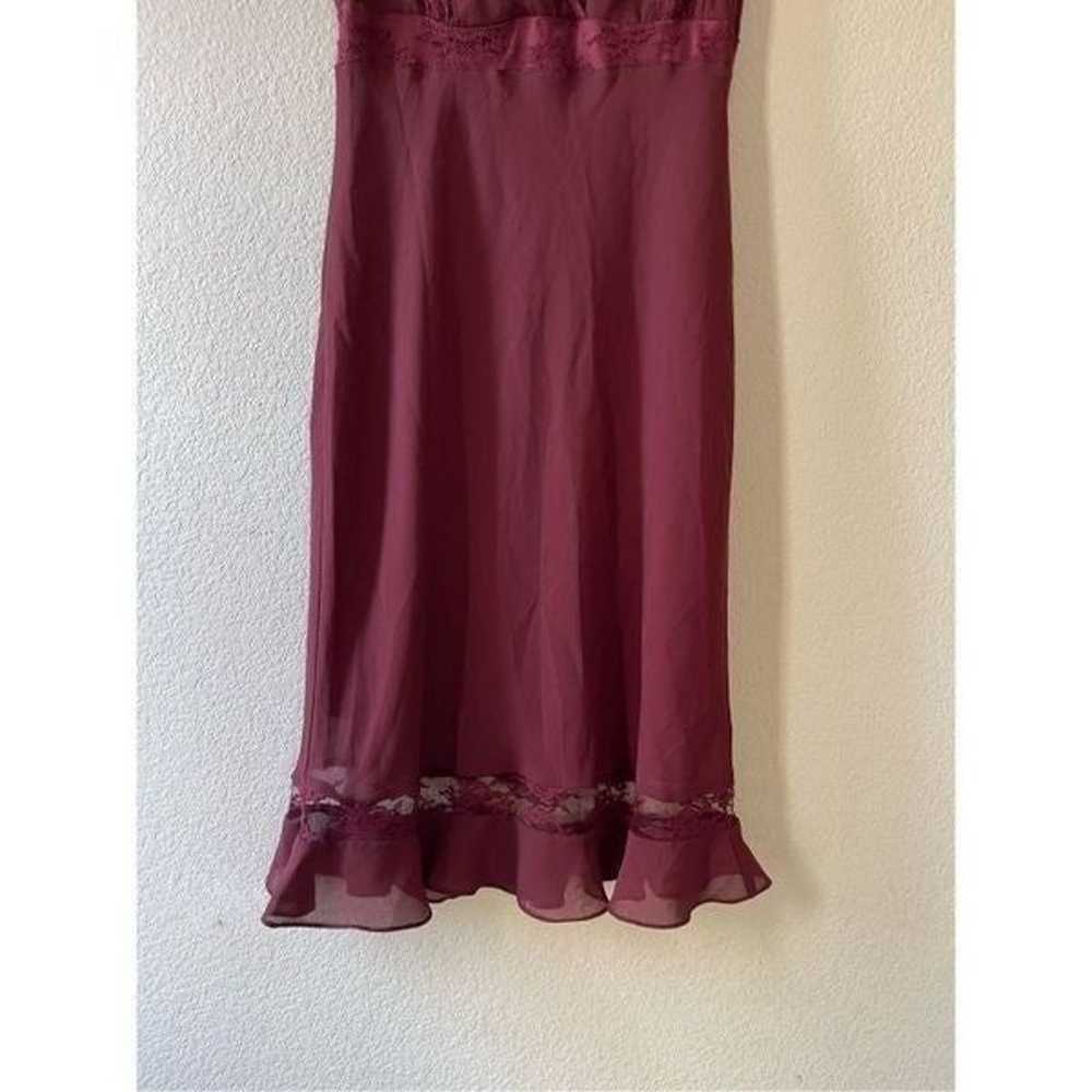 Vintage 90s burgundy lace and ruffle midi dress - image 3