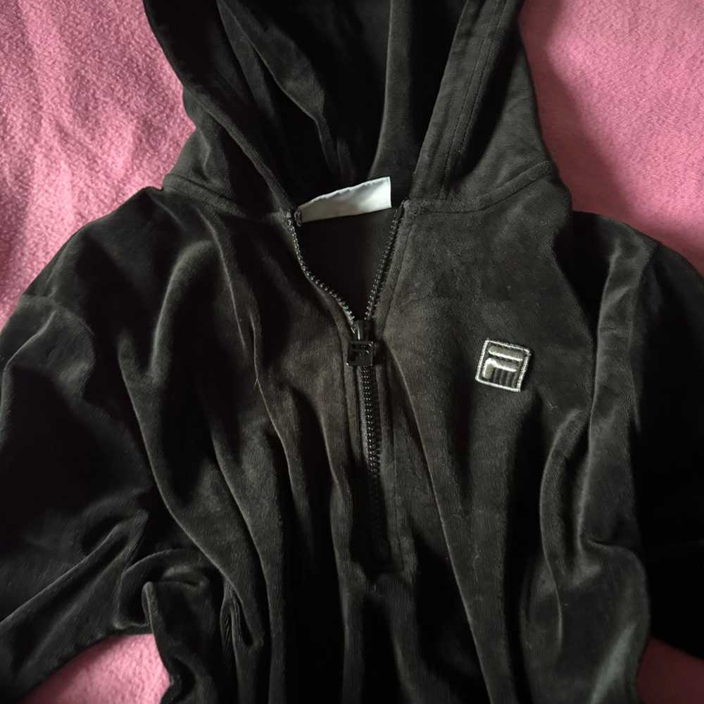 Fila black velour velvet black sweater pullover a… - image 2