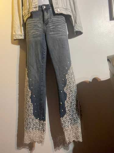 NBDN Nobrandedon Y2K Denim Jeans flared white lac… - image 1