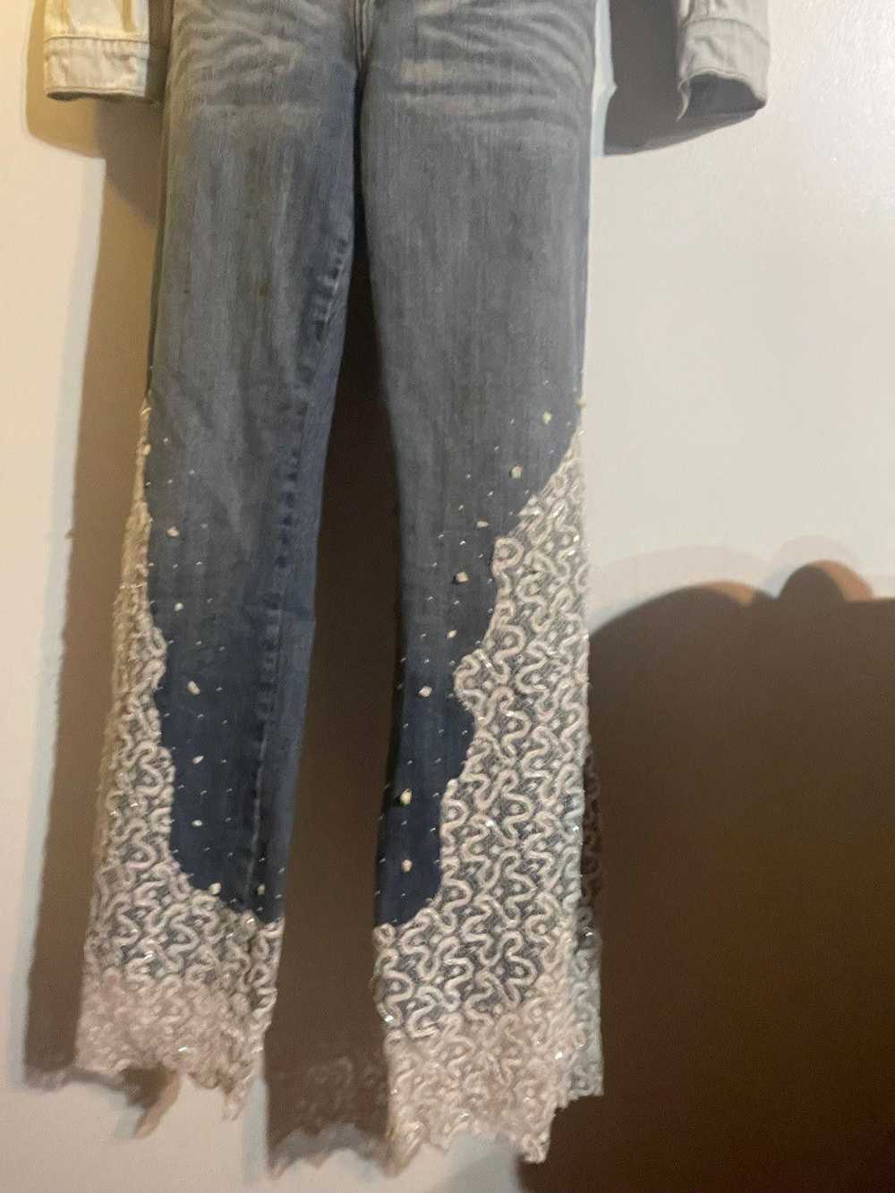 NBDN Nobrandedon Y2K Denim Jeans flared white lac… - image 6