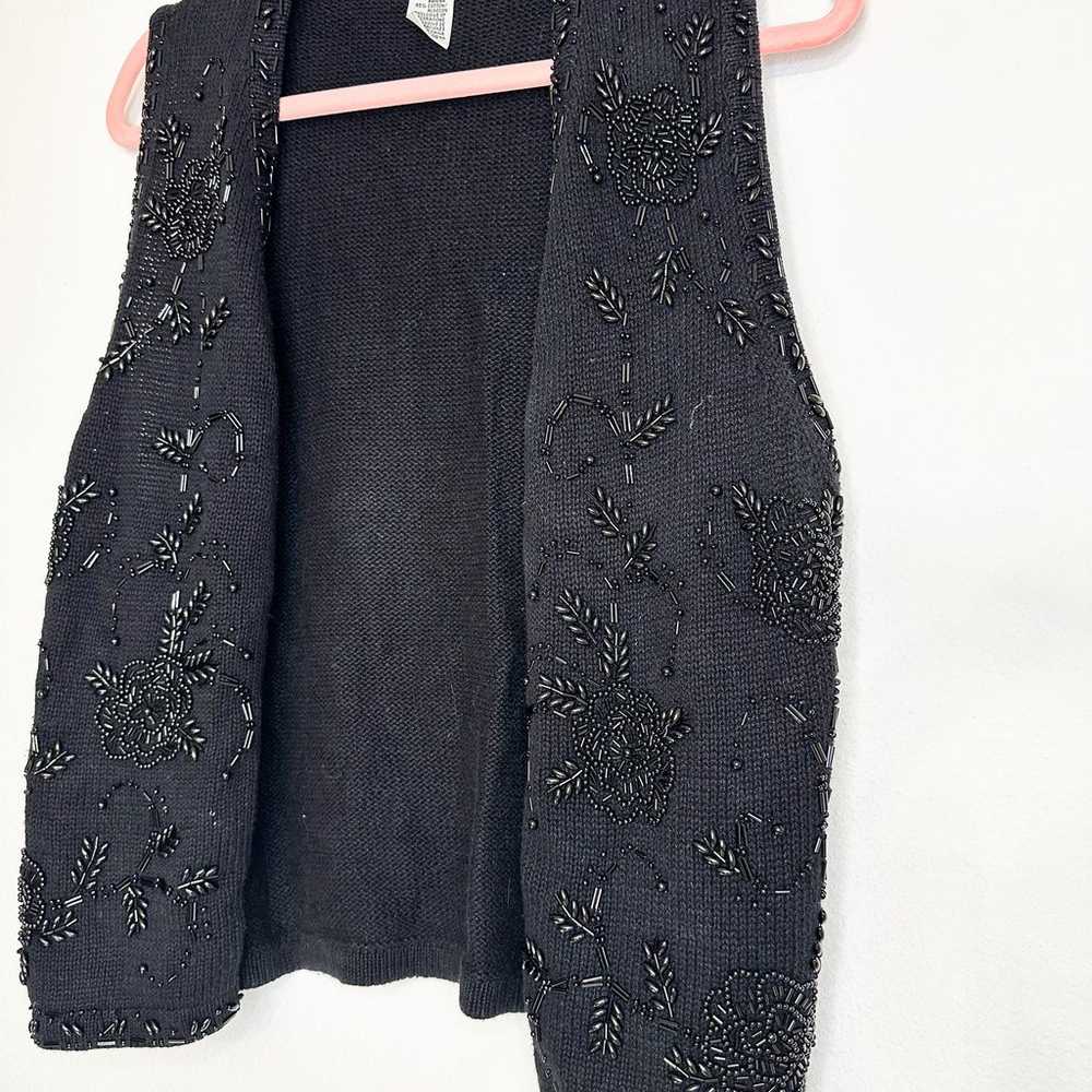 Yarnworks Vintage Beaded Sweater Vest Knit Black - image 2
