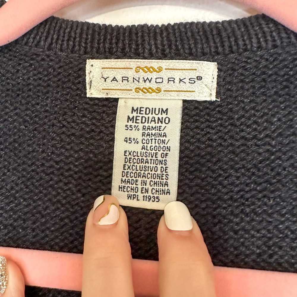 Yarnworks Vintage Beaded Sweater Vest Knit Black - image 4