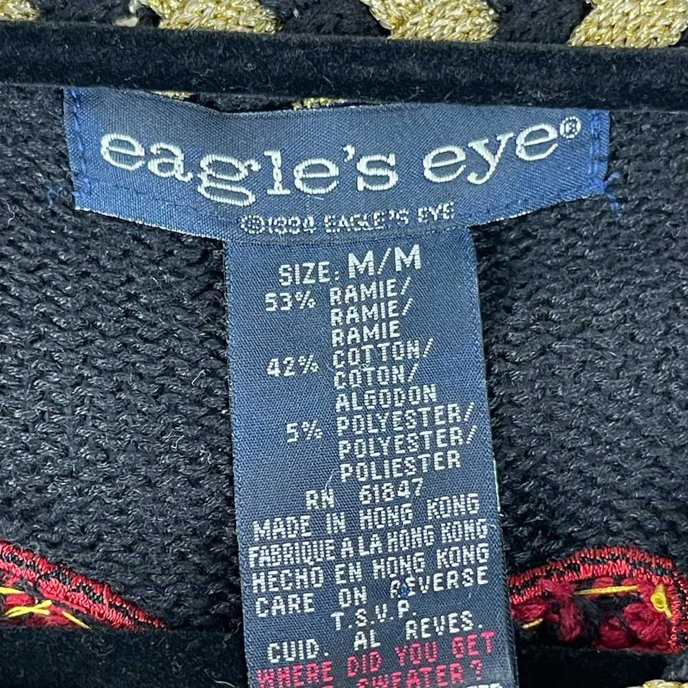 Vintage Eagle's Eye Sweater Womens Medium Black E… - image 6