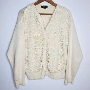 Vintage 90s Ashleigh Morgan Off White Crochet Lac… - image 1