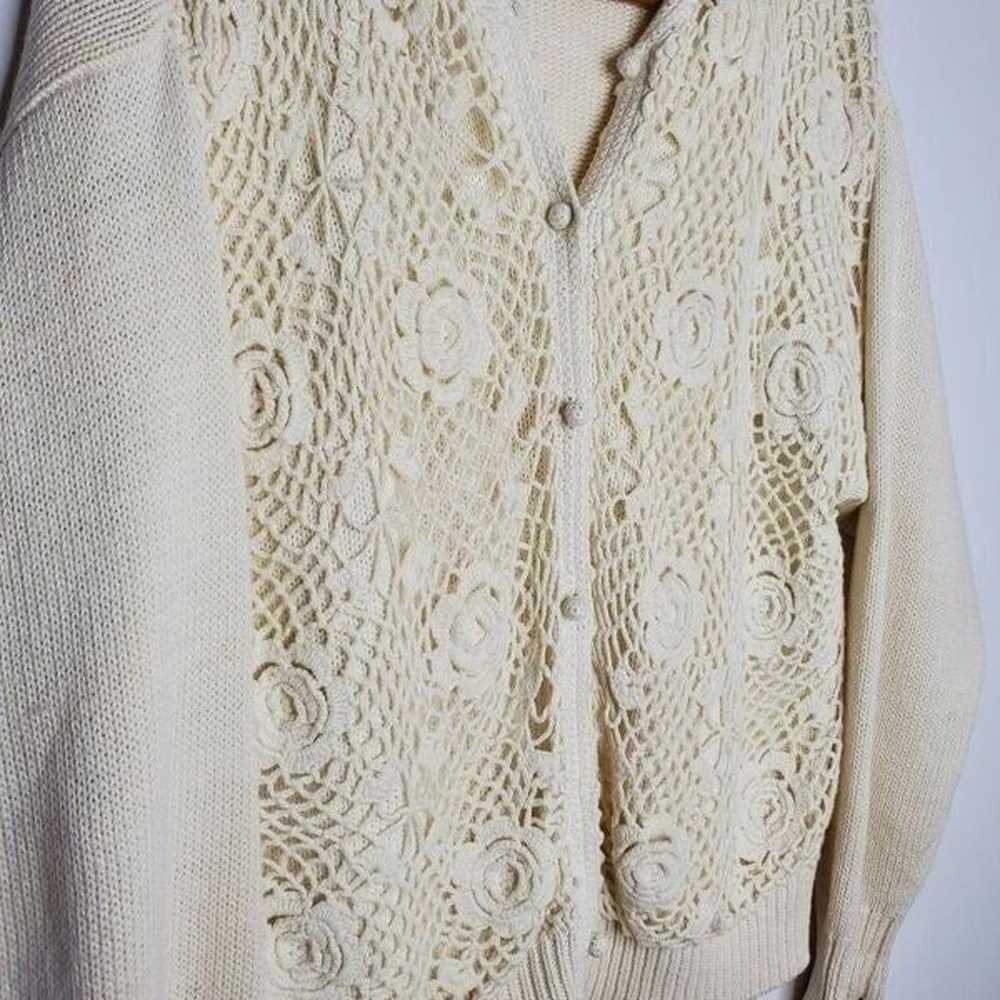 Vintage 90s Ashleigh Morgan Off White Crochet Lac… - image 2
