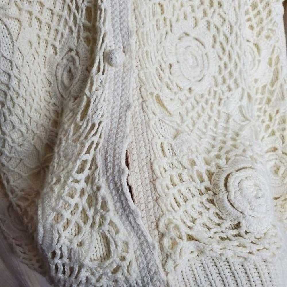 Vintage 90s Ashleigh Morgan Off White Crochet Lac… - image 3