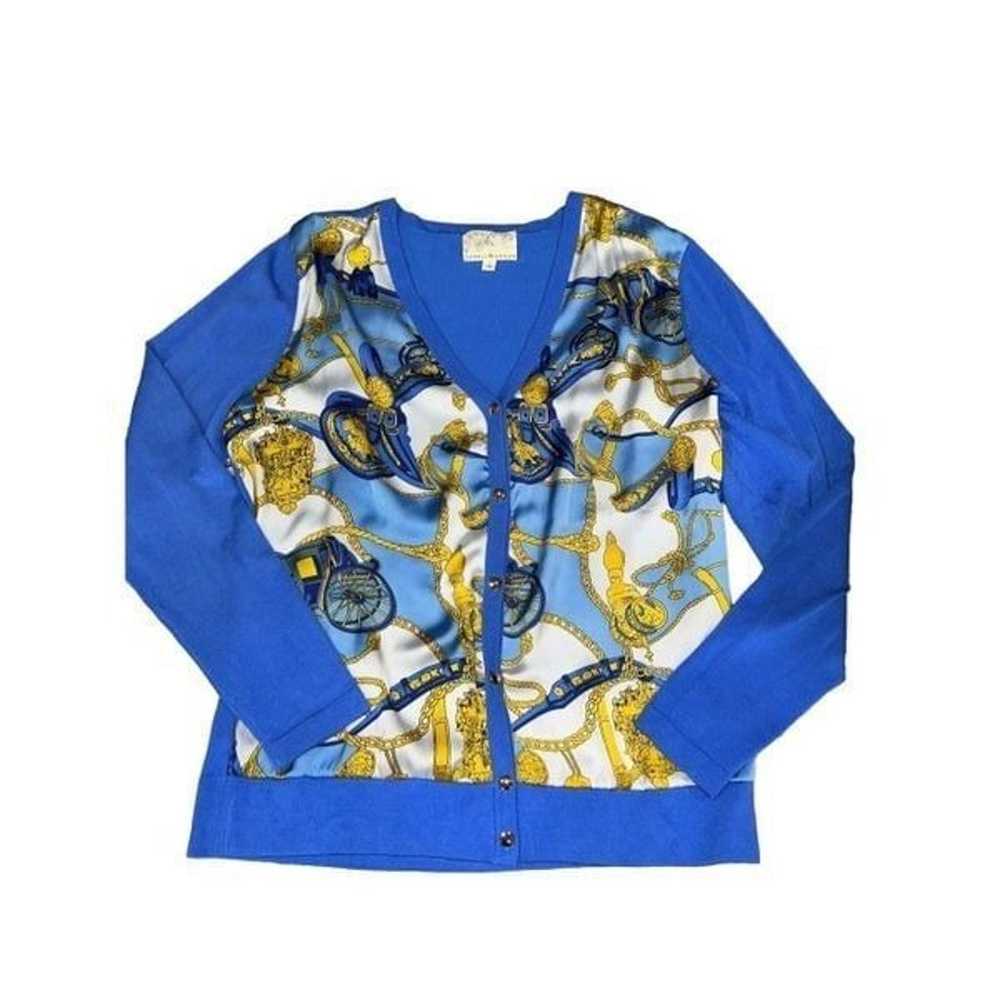 Vintage Debbie Morgan Blue Knit Cardigan Sweater … - image 1