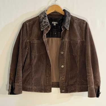 Vintage Y2K Brown J Jill Corduroy ribbed jacket w… - image 1