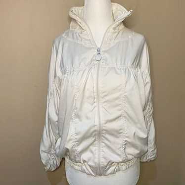 Adidas Bomber Jacket White Vintage Zip Up Ruched … - image 1