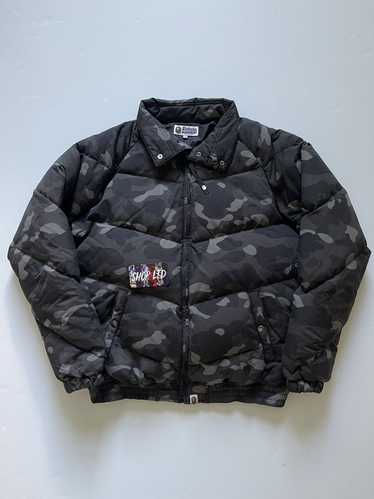 Bape A Bathing Ape Black Camo Puffer Jacket - image 1