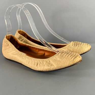 Lanvin Gold Beige Embossed Ballet Flats - image 1