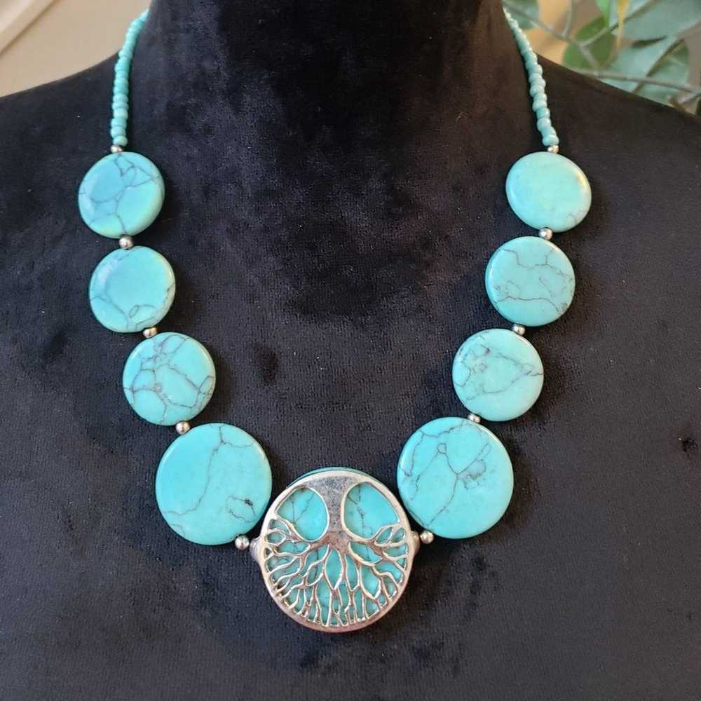 Other Women Fashion Turquoise Magnesite Puff Coin… - image 1