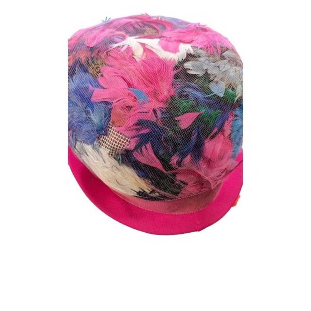 Thoroughly Mod Colorful Mixed Feather Cloche Hat … - image 3