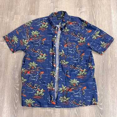 Vintage Men’s GAP Hawaiian Shirt in Blue - image 1