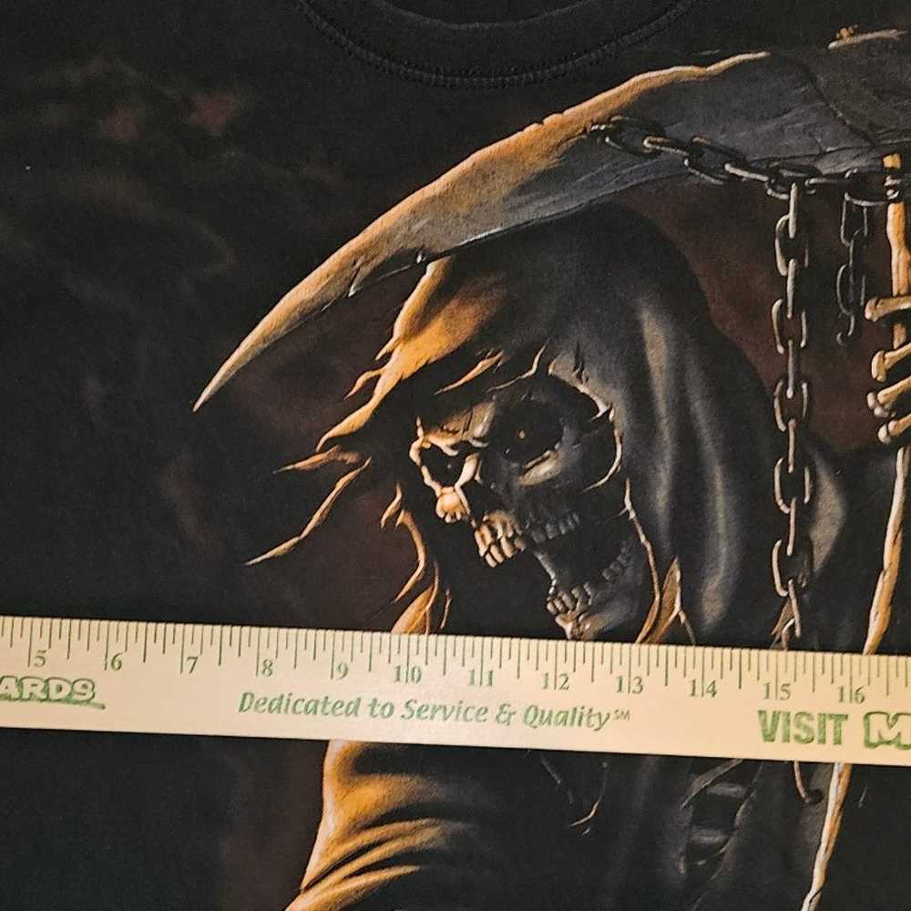 Vintage Y2K Grim Reaper Skeleton T-Shirt L Black … - image 3